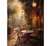 YarnAdventures paysage Peinture par Numéro Adulte,café de rue,Kit de Peinture à l'huile sur Toile par Numéro pour Enfants ou Débutants,40x50cm sans cadre
