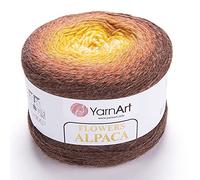 YarnArt 437 Fil d'hiver à crochet Motif fleurs 20% alpaga 80% acrylique Poids 250 g Longueur 1000 m Multicolore arc-en-ciel Crochet