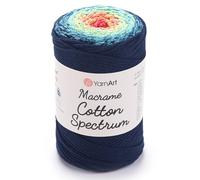 YarnArt Corde à macramé en coton 250 g, 250 m, 80% coton, multicolore, fil à macramé coloré peigné - Aran (4) (1318)