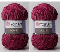 YarnArt Dolce Lot de 2 pelotes de fil 100 % micropolyester 200 m Super Bulky :6 Baby Chenille Yarn (766 Violet)