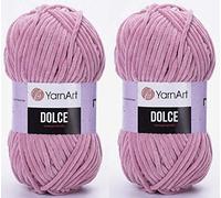 YarnArt Dolce Lot de 2 pelotes de fil 100 % micropolyester 200 m Super Bulky :6 Baby Chenille Yarn (769 Rose foncé)