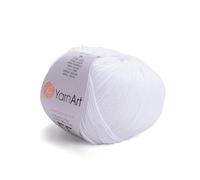 YarnArt Jeans Fil turc doux en coton mélangé pour amigurumi, crochet et tricot, 55 % coton, 45 % polyacrylique, parfait pour les projets faits main (Couleur 62-Blanc)