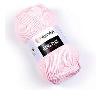 YarnArt Jeans Plus Pelote de laine en mélange de coton - Tricot et crochet, fil doux pour bébé, 55 % coton, 45 % acrylique, 100 g, 160 m, poids du fil : 4, (1 écheveau) (74)
