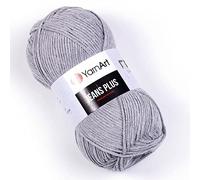 YarnArt Jeans Plus - Fil en coton mélangé - Pour tricot et crochet, doux pour bébé, 55 % coton, 45 % acrylique, 100 g, 160 m, poids du fil : 4, (1 écheveau) (46)