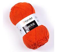 YarnArt Jeans Plus - Fil en coton mélangé - Pour tricot et crochet, doux pour bébé, 55 % coton, 45 % acrylique, 100 g, 160 m, poids du fil : 4, (1 écheveau) (85)