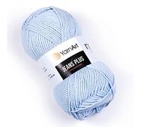 YarnArt Jeans Plus Pelote de laine en mélange de coton - Tricot et crochet, fil doux pour bébé, 55 % coton, 45 % acrylique, 100 g, 160 m, poids du fil : 4, (1 écheveau) (75)