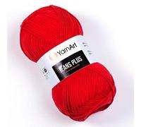 YarnArt Jeans Plus - Fil en coton mélangé - Pour tricot et crochet - Pelote de laine douce pour bébé - 55 % coton, 45 % acrylique - 100 g - 160 m - Poids du fil : 4 (1 écheveau) (90)