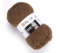 YarnArt Jeans Plus Pelote de fil de coton mélangé doux, 55 % coton et 45 % acrylique, poids peigné n° 4, pour amigurumi, projets de bébé, tricot et crochet, durable et lisse, 100 g, 160 m (40)