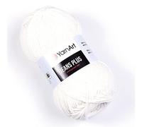 YarnArt Jeans Plus Pelote de fil de coton mélangé doux, 55 % coton et 45 % acrylique, poids peigné n° 4, pour amigurumi, projets de bébé, tricot et crochet, durable et lisse, 100 g, 160 m (1)