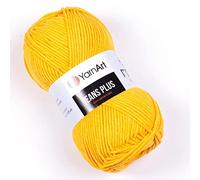 YarnArt Jeans Plus Pelote de fil de coton mélangé doux, 55 % coton et 45 % acrylique, poids peigné n° 4, pour amigurumi, projets de bébé, tricot et crochet, durable et lisse, 100 g, 160 m (35)