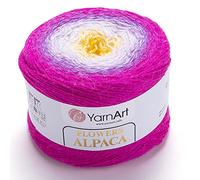 YarnArt Pelote de fil à crochet Pelote Laine Motif fleurs d'alpaga 20 % alpaga 80 % acrylique 250 g Longueur 910 m Multicolore