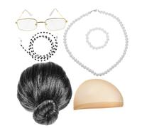 YARNOW 1 Ensemble Combinaison De Perruque Grand-mère Cosplay Bouclé Perruques De Femmes Âgées Perruques De Costumes Perruques De Vieilles Femmes Habiller Les Perruques Plastique
