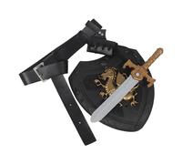 YARNOW 1 Ensemble d'accessoires de Costume médiéval - Épée de Chevalier Renaissance avec Fourreau, Ceinture et Bouclier - Déguisement de Pirate pour Les fêtes de Carnaval