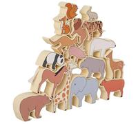 YARNOW 1 Ensemble Jeu de Blocs Animaux Bois Blocs Empilables Éducatifs pour Développe Coordination et Cognition des Couleurs et Animaux