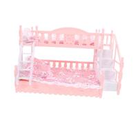 YARNOW 1 Ensemble literie de Maison de poupée Meuble lit superposé pour poupées Lits superposés de Maison de poupée lit de Maison de poupée Miniature Plastique Rose