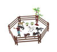 YARNOW 1 Ensemble Modèle De Hangar à Cheval pour Enfants De Ferme Modèle De Clôture Kit De Modèle De Mini Ferme Statue De Cheval Petit Accessoires De Ferme Miniature Plastique