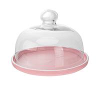YARNOW 1 Jeu Disque De Fruits Mat Porte-Beignets Serveur Rond à Pieds en Verre avec Socle en Bois Couvercle Cloche à Gâteau Serveurs avec Couverture Vaisselle Faire Tourner Céramique