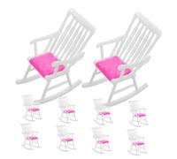 YARNOW 10 Pièces Miniature Rocking Chair Set for Dollhouse Living Room Adorable Plastic Doll Furniture Accessories with Tiny Duck for Dollhouse Layout and Collectors