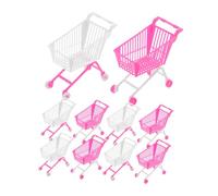 YARNOW 10 Pièces Panier De Jouets Cart D'achat Rose pour Les Enfants Poussette pour Enfants pour Poupées Mini Chariot D'épicerie Poussette Bébé Panier Bébé Mini-Caddie Plastique