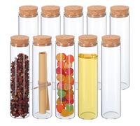 YARNOW 10 Pièces Tubes à Essai en Verre Borosilicaté avec Bouchon en Liège Flacons de Réactif Faciles à Nettoyer pour Stockage et Expériences en Miniature