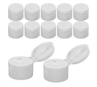 YARNOW 100 Pièces Bouchon de Flacon Cosmétique, Couvercle Presse de Distribution, 28mm Id, Pp, Blanc, Couvercle à Clapet pour Shampooing et Distributeur de Savonnette Liquide