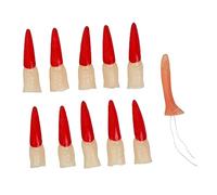 YARNOW 11 Pièces Faux Ongles Halloween avec Nez Long Cosplay Vampire Zombie Accessoires pour Fête Déguisement