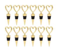 YARNOW 12 Pcs Bouchons de Vin Créatifs en Alliage Or de Cœur, Bouchons D'isolement Faciles à Utiliser Nettoyer pour Bouteilles de Vin la Maison