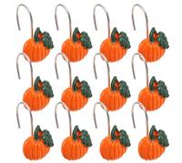 YARNOW 12 Pièces Crochets de Rideau Résine Forme Citrouille Orange, Accessoires Salle de Bain Décoratifs, Crochet Glissant Sécurisé pour Décoration Halloween et Thanksgiving
