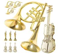 YARNOW 12 Pièces Ornements Miniatures Instruments de Musique Décorations de Noël Suspendues pour Sapin DIY Modèles de Violon Trompette Dor Accessoires Festifs Xmas Decor Christmas Tree