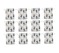 YARNOW 12 pièces Sachets à Cordon Lot de Pochettes Coton Lin Imprimé Baleine Sacs Rangement Festival pour Bonbons Bijoux et Petits Objets