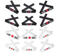 YARNOW 12pcs Bandeaux Japonerie de Samouraï en Tissu Respirant Impression Guerrier Unique, Confortable et Stylé pour Sports de Karaté et Activités Culinaires