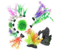YARNOW 13 pièces Kit Décor Aquarium Décorations Rochers Plantes Artificielles et Grotte pour Aquarium Eau Douce et Salée Accessoires Poissons pour Paysages sous-Marins Naturels et