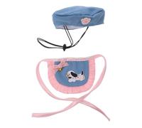 YARNOW 1ensemble Set Costume Princess pour Animaux Ensemble Denim avec Bavoir Fleur Bonnet Ajustable et Foulard Absorbant pour Chiens et Chats Petits Accessoires pour Anniversaire et