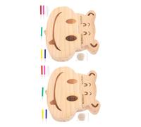 YARNOW 2 Ensembles Boîte à dents de lait accessoire bébé de naissance boîte à dents personnalisée dent de lait souvenir porte-dents perdues pour enfants cas de dent Bois Beige