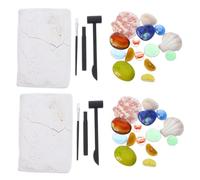 YARNOW 2 Ensembles Jouets fossiles archéologiques de creusement créatif pour Enfant de gemmes de Simulation kit de creusement de Roches pour Enfants plâtre Blanche
