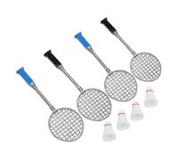 YARNOW 2 Ensembles Miniature Alloy Badminton Racket Set with Balls Portable Sports Charm for Dollhouse Decor and Backpack Pendant Creative Realistic Accessories