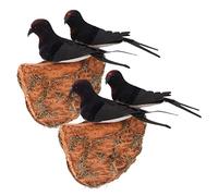 YARNOW 2 Ensembles Nid d'hirondelle simulé Figurines de fées Ornement Amovible Armoire à Platine Decoration Mural décoration Mural décor de nid d'oiseau Statue de nid d'hirondelle Mousse