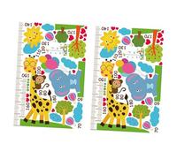 YARNOW 2 Feuilles Autocollants Muraux Animaux avec Règle de Hauteur pour Panneaux Décoratifs Étanches Faciles à Appliquer pour Décoration de Chambres