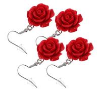 YARNOW 2 Paires Boucles D'oreilles Pendantes Roses, Boucles D'oreilles Fantaisie, Rouge, Synthétique et Métal, Légères, Peau Douce, pour Femmes et Sœurs, Mariage, Rendez-vous,
