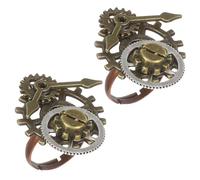 YARNOW 2 pièces Bague Alliage Vintage Punk Design Engrenage Horloge Set de Bagues Unisexe Style Steampunk Rétro
