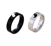 YARNOW 2 pièces Bague Couple Yin-yang Tai Chi Inoxydable Anneaux Unisexes Ajustables pour Engagement et Mariage Bijoux Stylés pour Amoureux