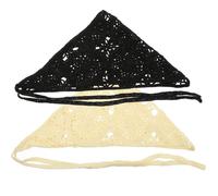 YARNOW 2 pièces Bandanas à Cheveux Floraux Crochet pour Femmes Foulards Tissés Légers Accessoires Élégants pour Coiffure Noirs et Écrus Style Vintage et Confortable