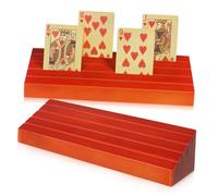YARNOW 2 Pièces Base de Cartes à Jouer Fait à la Main Jeu Plusieurs ponts Enfant Affichage de Carte Oh Porte-Parole à Jouer bac à Cartes Porte-Cartes à Jouer pour Adultes Bois de pin Brun