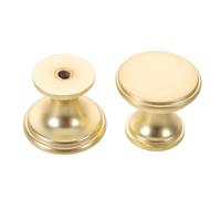 YARNOW 2 Pièces Bouton de Meuble Rond Doré en Alliage de Zinc, Style | Finition Mate, Montage Trou, Antidérapant, Forte Charge, pour Salle de Bain et Milieux Humides