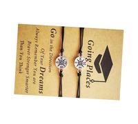 YARNOW 2 Pièces Bracelet Bachelier Ajustable Fil de Cire Tressé avec Pendentif Boussole Cadeau Fin Année pour Amis et Camarades Style Créatif et Mémorable