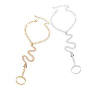 YARNOW 2 pièces Bracelet Chaîne Serpent Vintage pour Femmes Bague Serpent Élégante Argent et Or Bijou Créatif pour Soirée et Vie Quotidienne