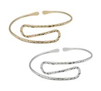 YARNOW 2 pièces Bracelet Manchette Bras Ouvert Vague S-shape pour Femmes Réglable Bijoux de Bras Élégant