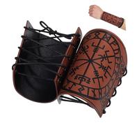 YARNOW 2 pièces Brassards Viking PU Réglables avec Motifs Embossés Protège-Poignets Médiévaux Confortables pour Cosplay Renaissance Lot