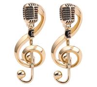 YARNOW 2 pièces Broche Musicale Rétro Forme de Microphone et Note de Musique Accessoire Décoratif Élégant pour Amateurs de Musique Pin Vintage pour Vêtements