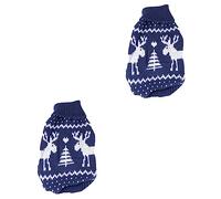 YARNOW 2 Pièces Chiot Bleu Motif Flocon Renne Manteau Hiver Extensible pour Petit Chien Vêtement de Noël Confortable et Facile à Enfiler pour